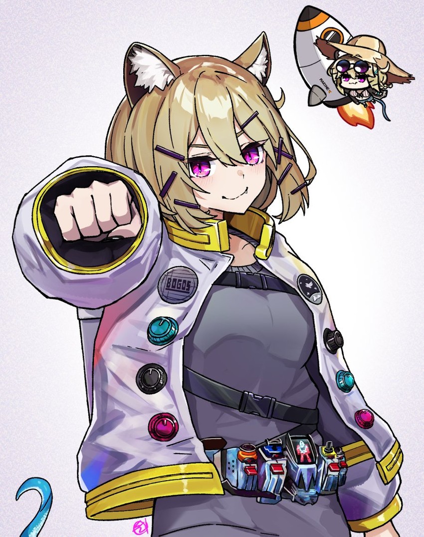 utage and kamen rider fourze (arknights and 2 more) drawn by harlequin-wheels
