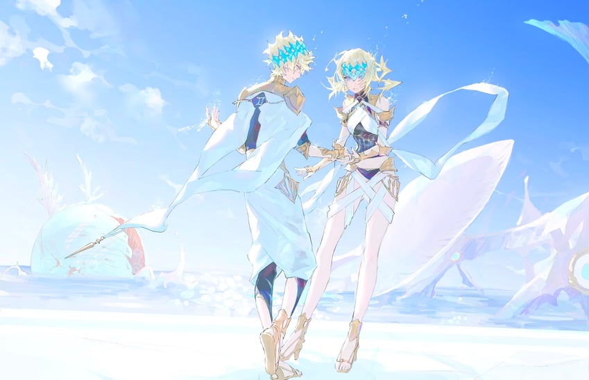 pollux, castor, aphrodite, and demeter (fate and 1 more) drawn by uda_(xax_057)