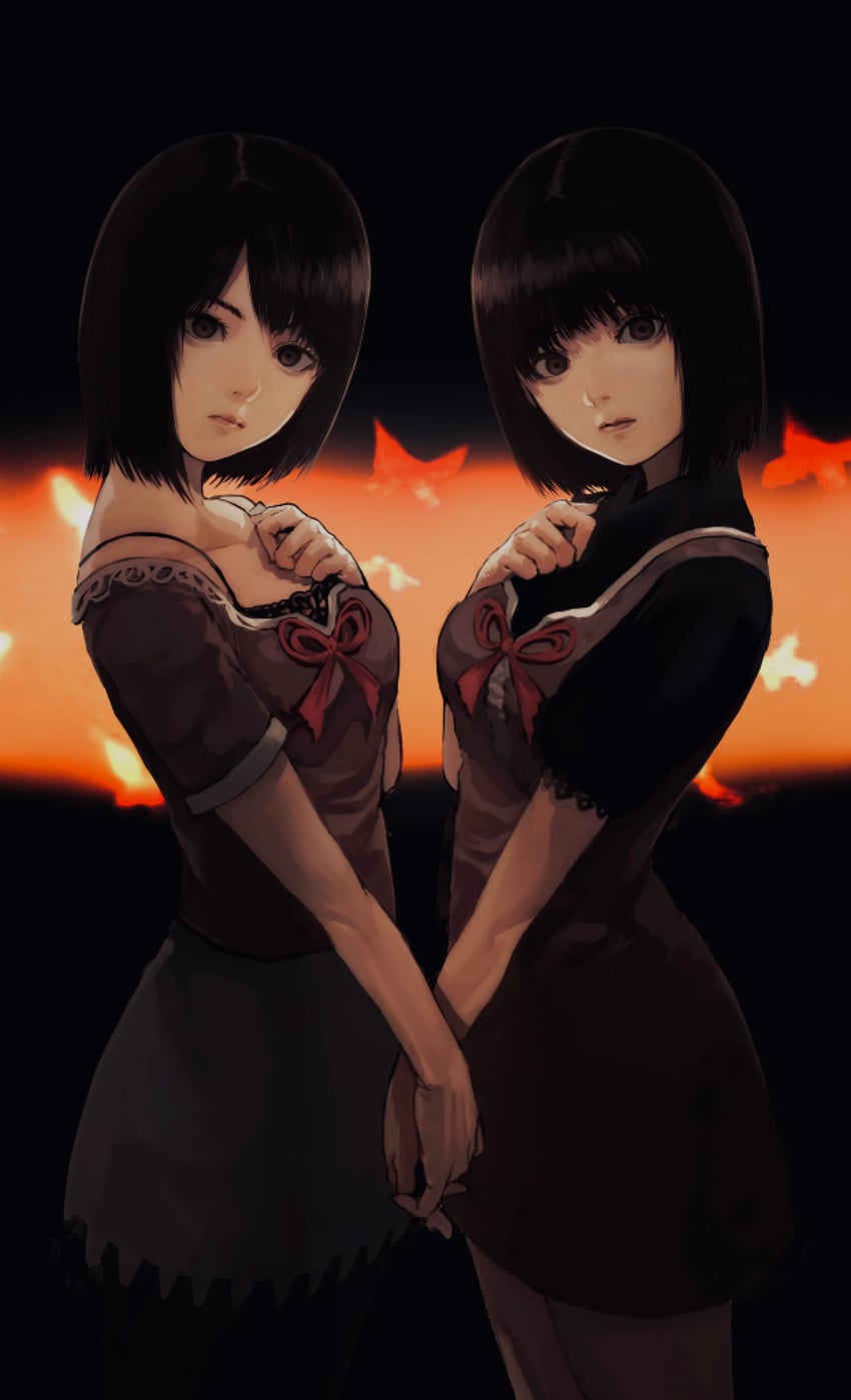 amakura mio and amakura mayu (fatal frame and 1 more) drawn by gauss_<bokashi