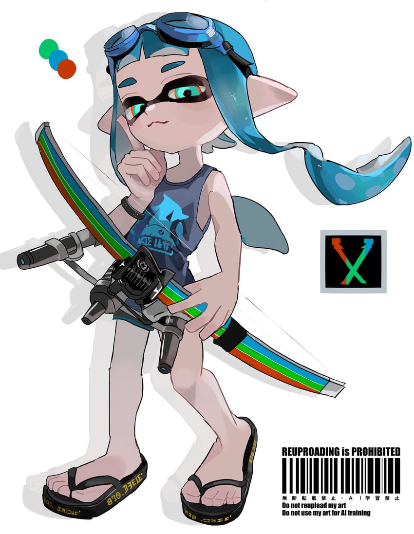 inkling player character and inkling girl (splatoon and 1 more) drawn by fegrqzf