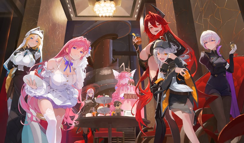 red hood, dorothy, rapunzel, scarlet, snow white, and 2 more (goddess of victory: nikke) drawn by ko-ma
