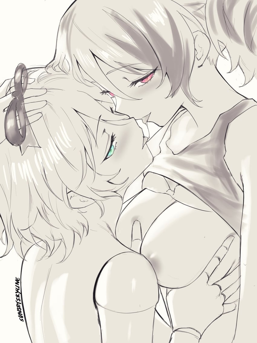 gigi murin and cecilia immergreen (hololive and 1 more) drawn by sunsetskyline