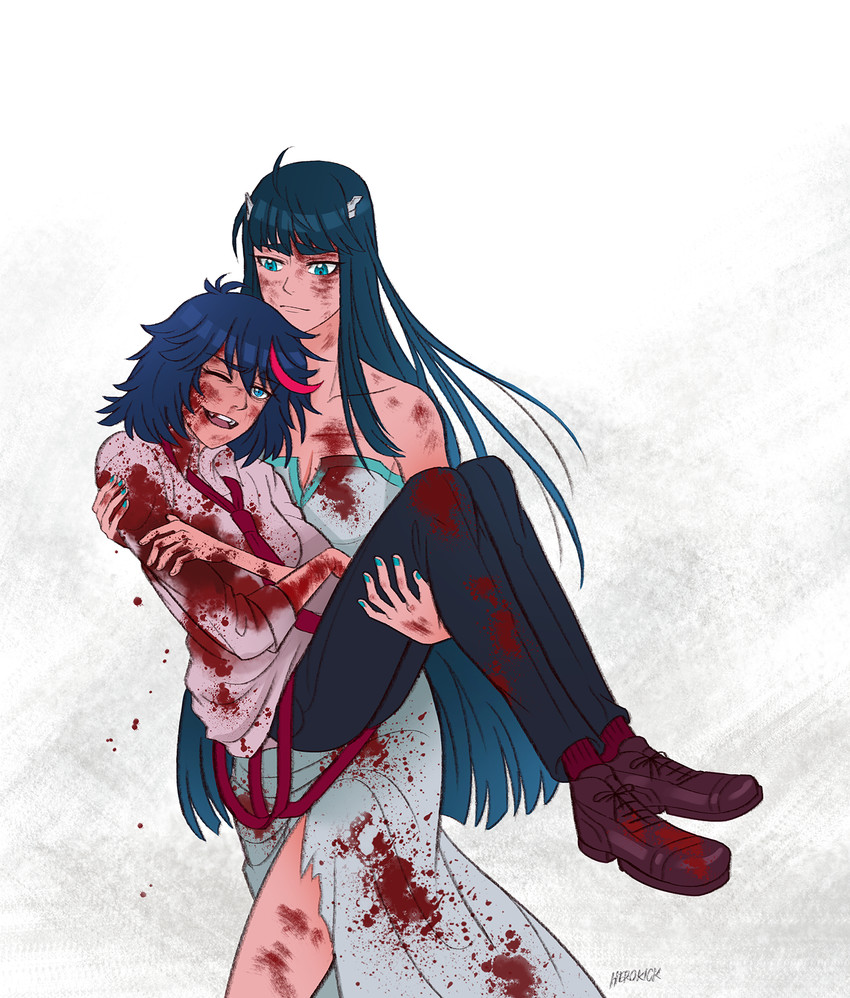 matoi ryuuko and kiryuuin satsuki (kill la kill) drawn by herokick