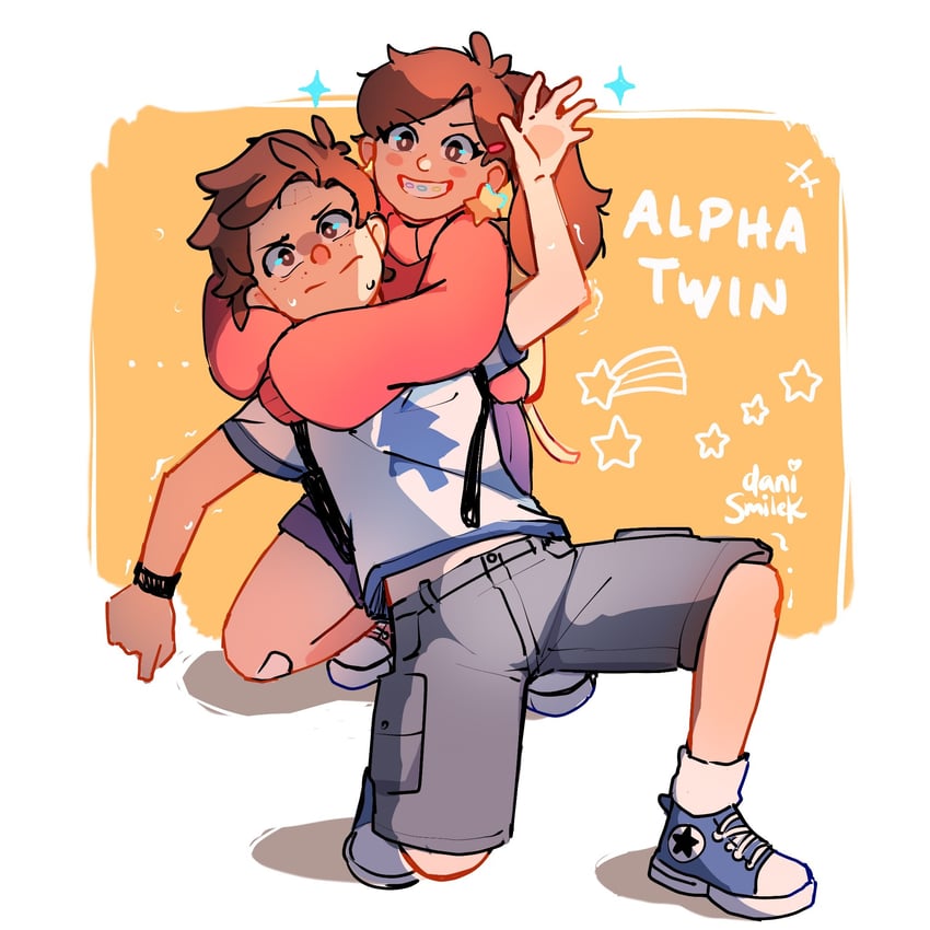 mabel pines and dipper pines (gravity falls) drawn by danismilek