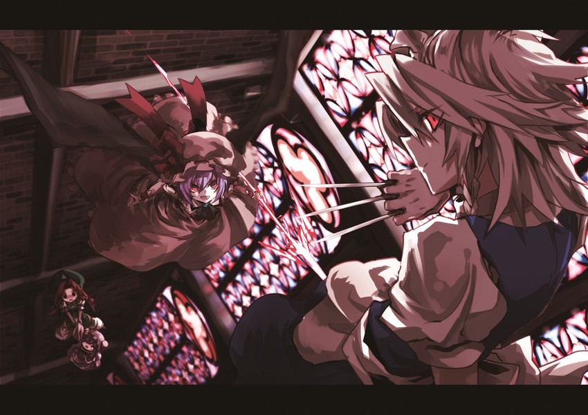 remilia scarlet, izayoi sakuya, patchouli knowledge, and hong meiling (touhou) drawn by mephisto_(angraecum)