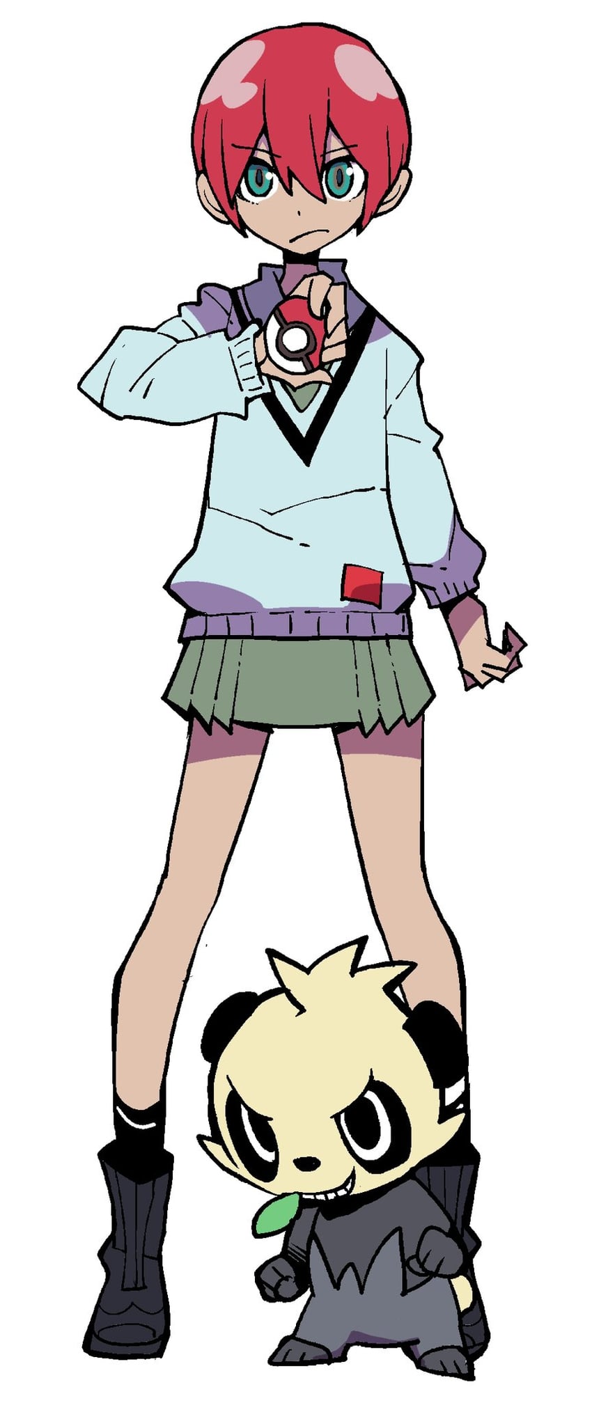 amate yuzuriha and pancham (pokemon and 2 more) drawn by dowman_sayman