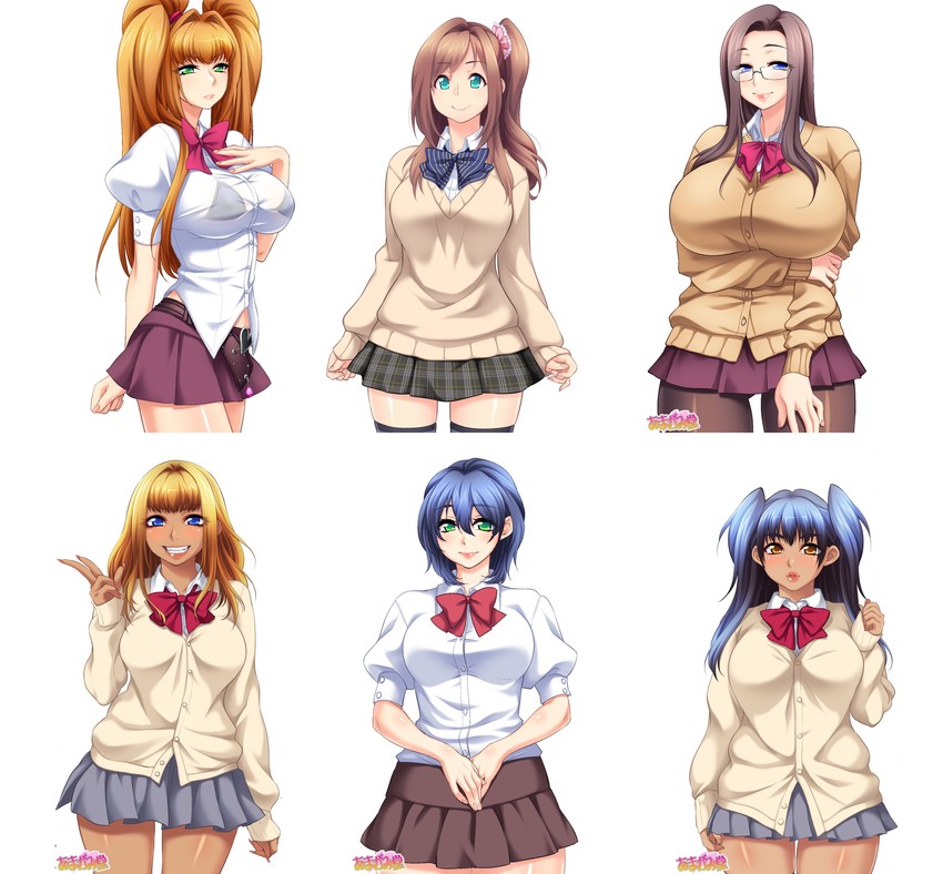 kumi, iinchou, luna, megumi, and kaicho (original and 1 more) drawn by agawa_ryou and amagamido