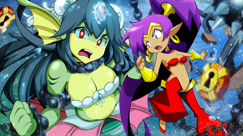 shantae and giga mermaid (shantae and 1 more) drawn by draw-till-death