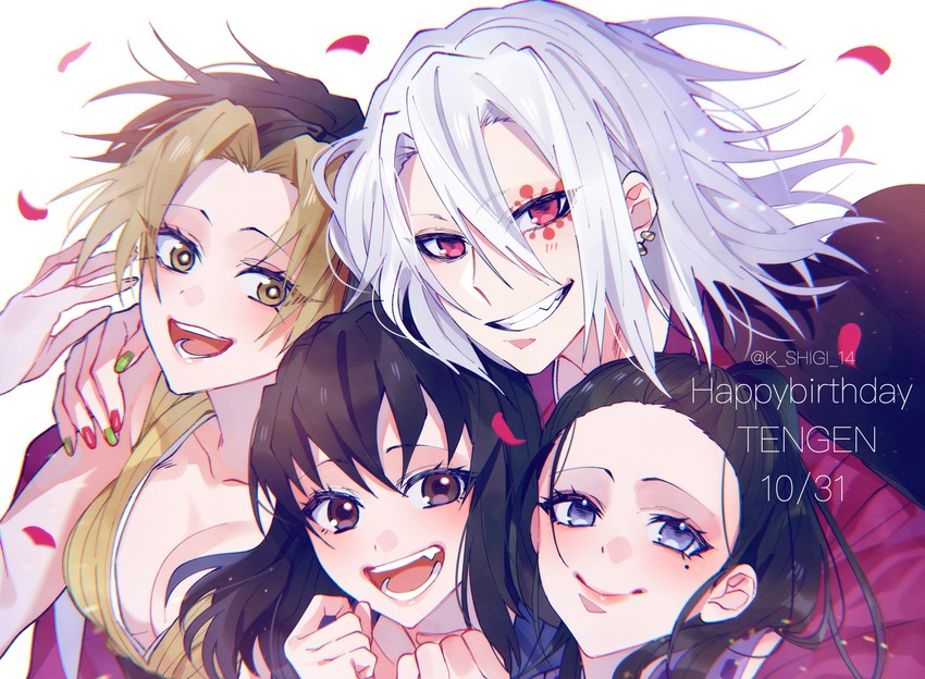 uzui tengen, makio, hinatsuru, and suma (kimetsu no yaiba) drawn by go_(roku)