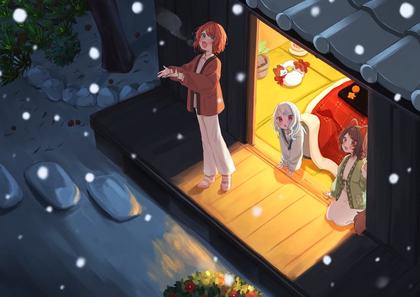 lize helesta, ange katrina, inui toko, banken, and mandragora (nijisanji) drawn by 3znk