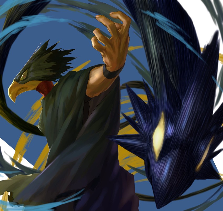 tokoyami fumikage and dark shadow (boku no hero academia) drawn by yomoyama_yotabanashi