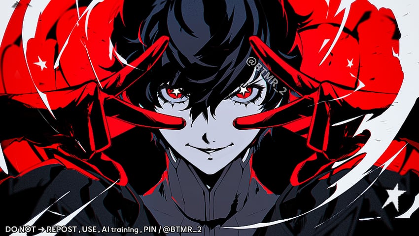 amamiya ren and joker (persona and 2 more) drawn by btmr_game