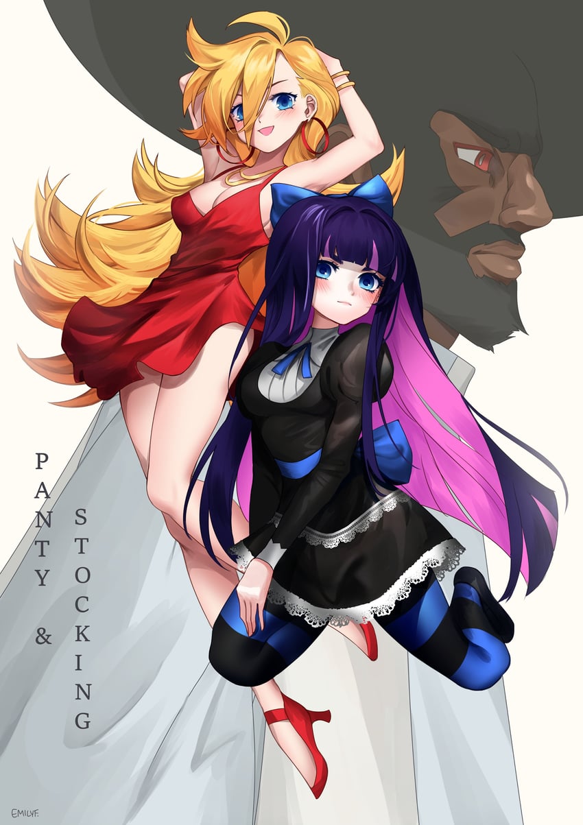 stocking, panty, and garterbelt (panty & stocking with garterbelt) drawn by shianebulae