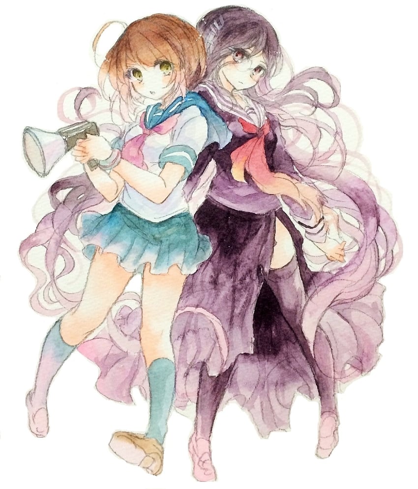 fukawa toko and naegi komaru (danganronpa and 1 more) drawn by fina_(sa47rin5)