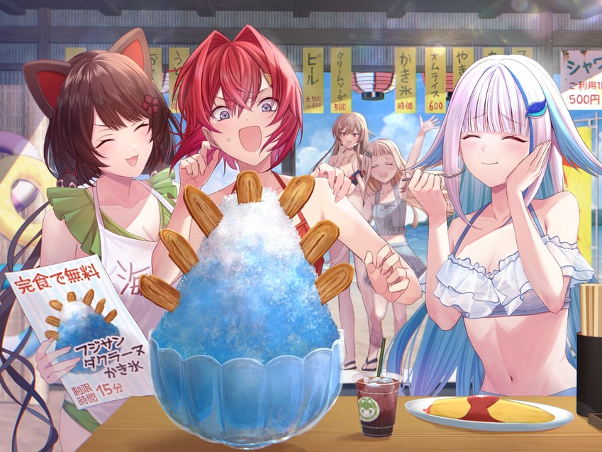 lize helesta, ange katrina, inui toko, furen e lustario, and machita chima (nijisanji) drawn by kashiwagi_touko