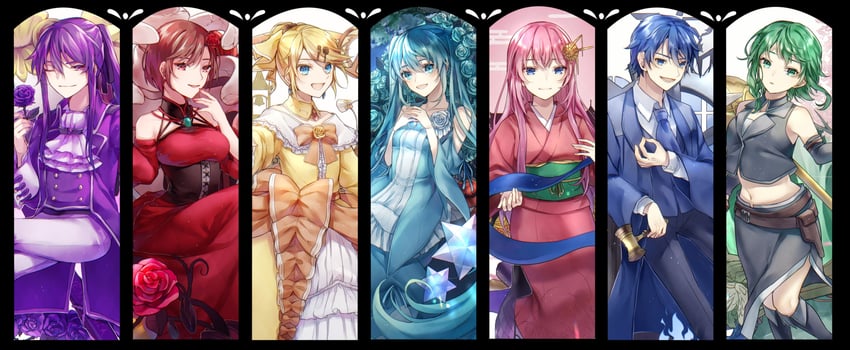 hatsune miku, kagamine rin, megurine luka, kaito, meiko, and 9 more (vocaloid and 8 more) drawn by aryuma772