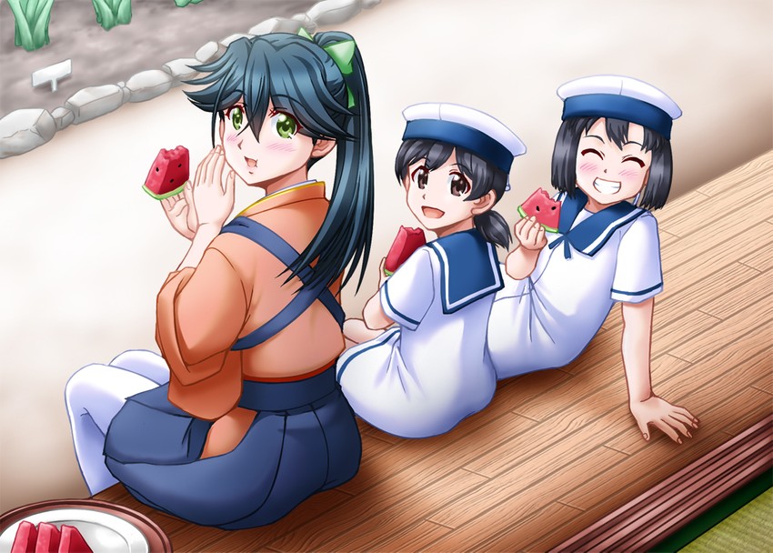 houshou, hiburi, and daitou (kantai collection) drawn by majin_go!