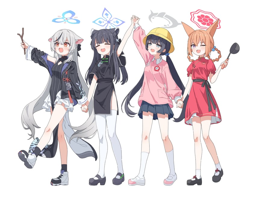 kisaki, kokona, shun, and rumi (blue archive) drawn by seero