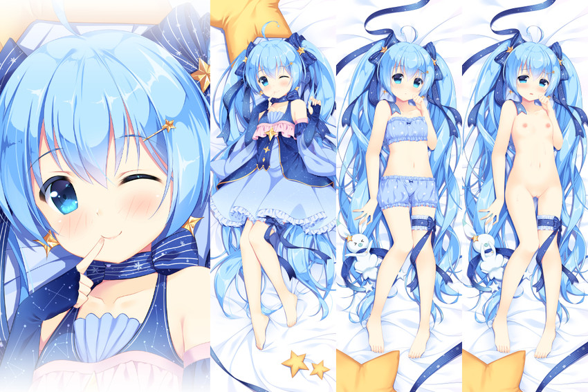 hatsune miku, yuki miku, and rabbit yukine (vocaloid and 1 more) drawn by ikataruto