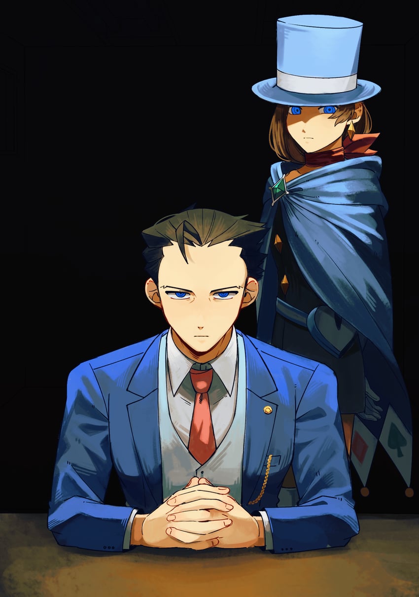 phoenix wright and trucy wright (ace attorney and 1 more) drawn by dajiobjaction