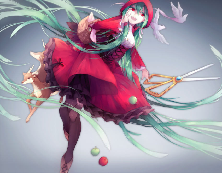 hatsune miku and little red riding hood (vocaloid and 1 more) drawn by lyodi