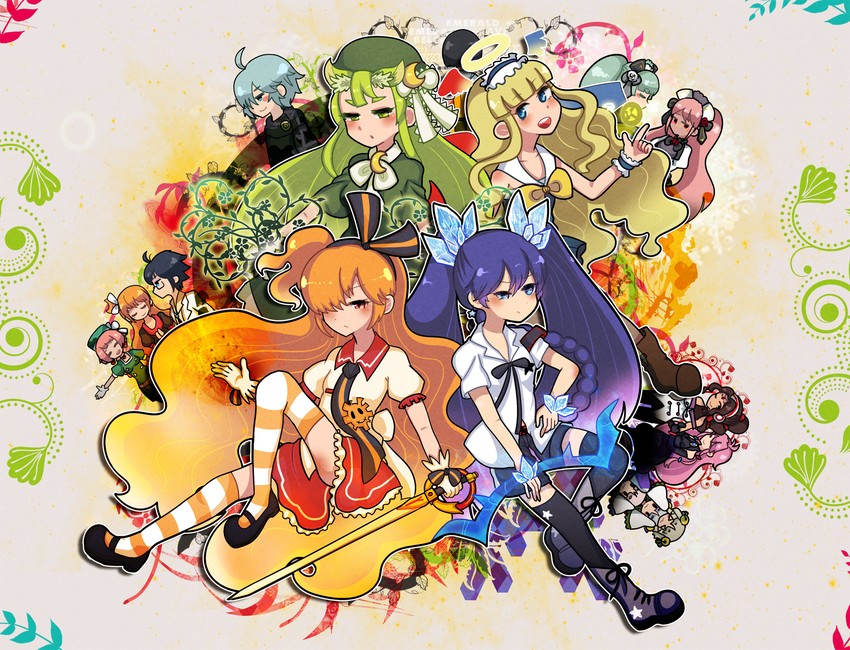 taiyou akari, tsukuyomi luna, hoshikawa seira, shirokane ginka, etia visconti, and 7 more (gen'ei wo kakeru taiyou) drawn by buccellato_(nisikiba)