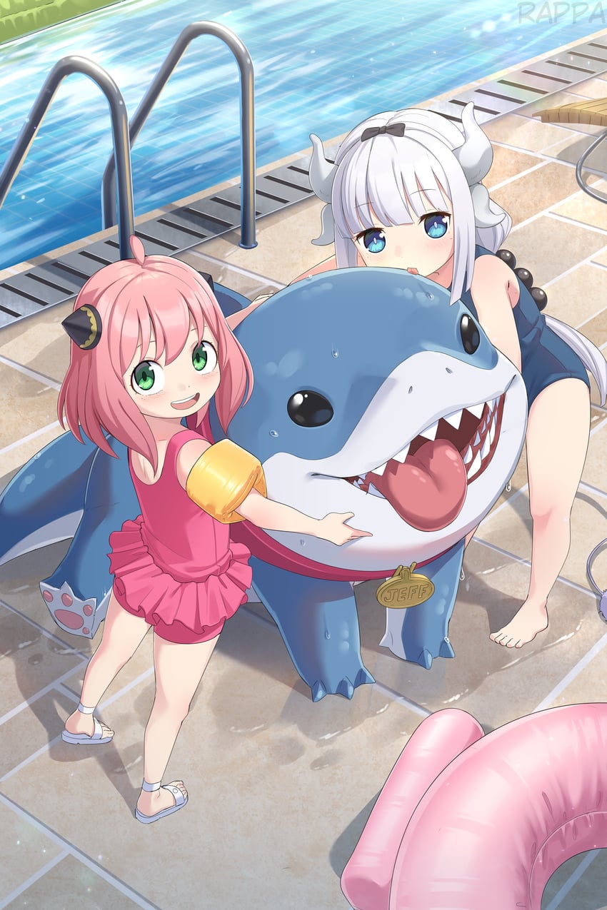 anya, kanna kamui, and jeff the land shark (marvel and 3 more) drawn by rappa_(sirrappa)