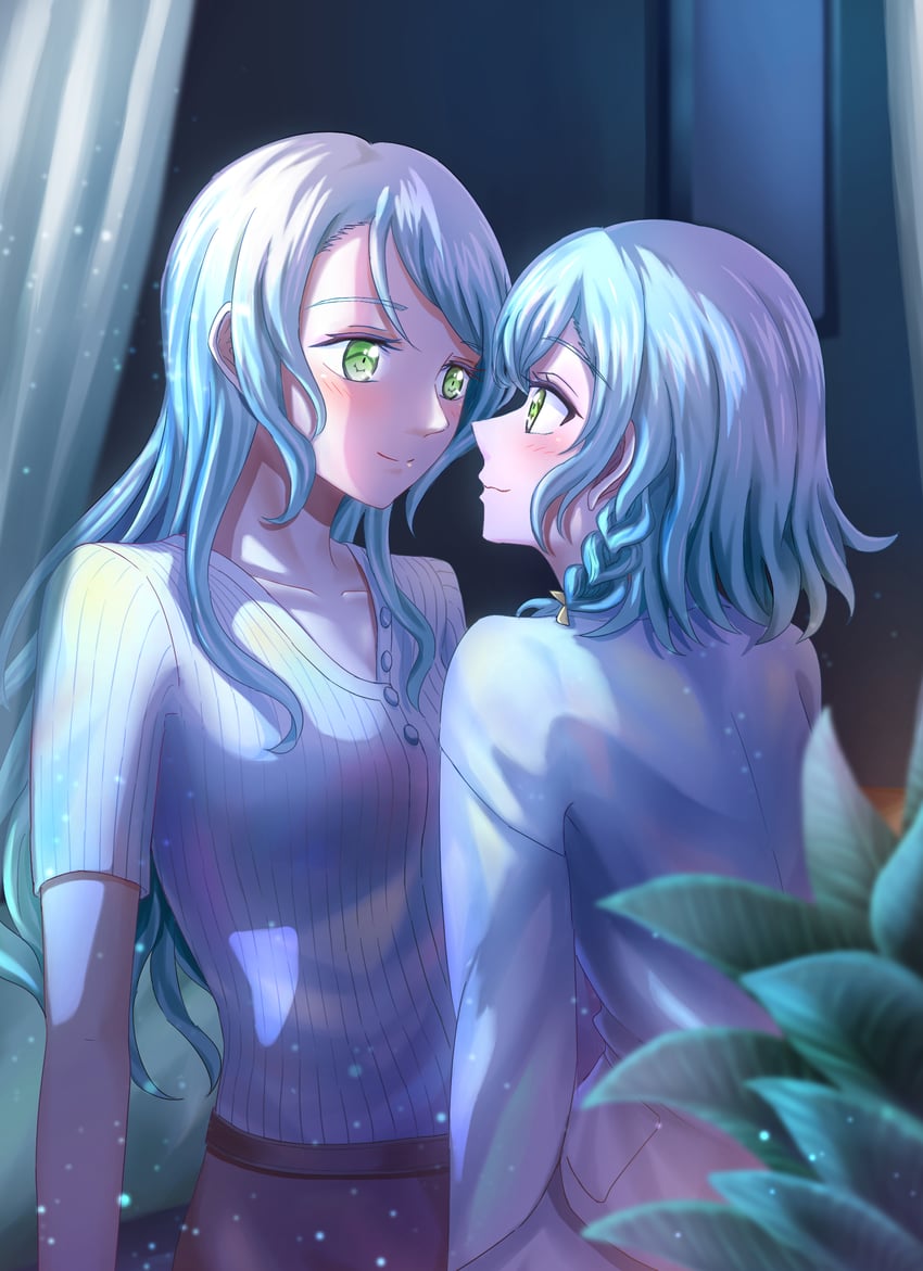 hikawa sayo and hikawa hina (bang dream!) drawn by shih_lion