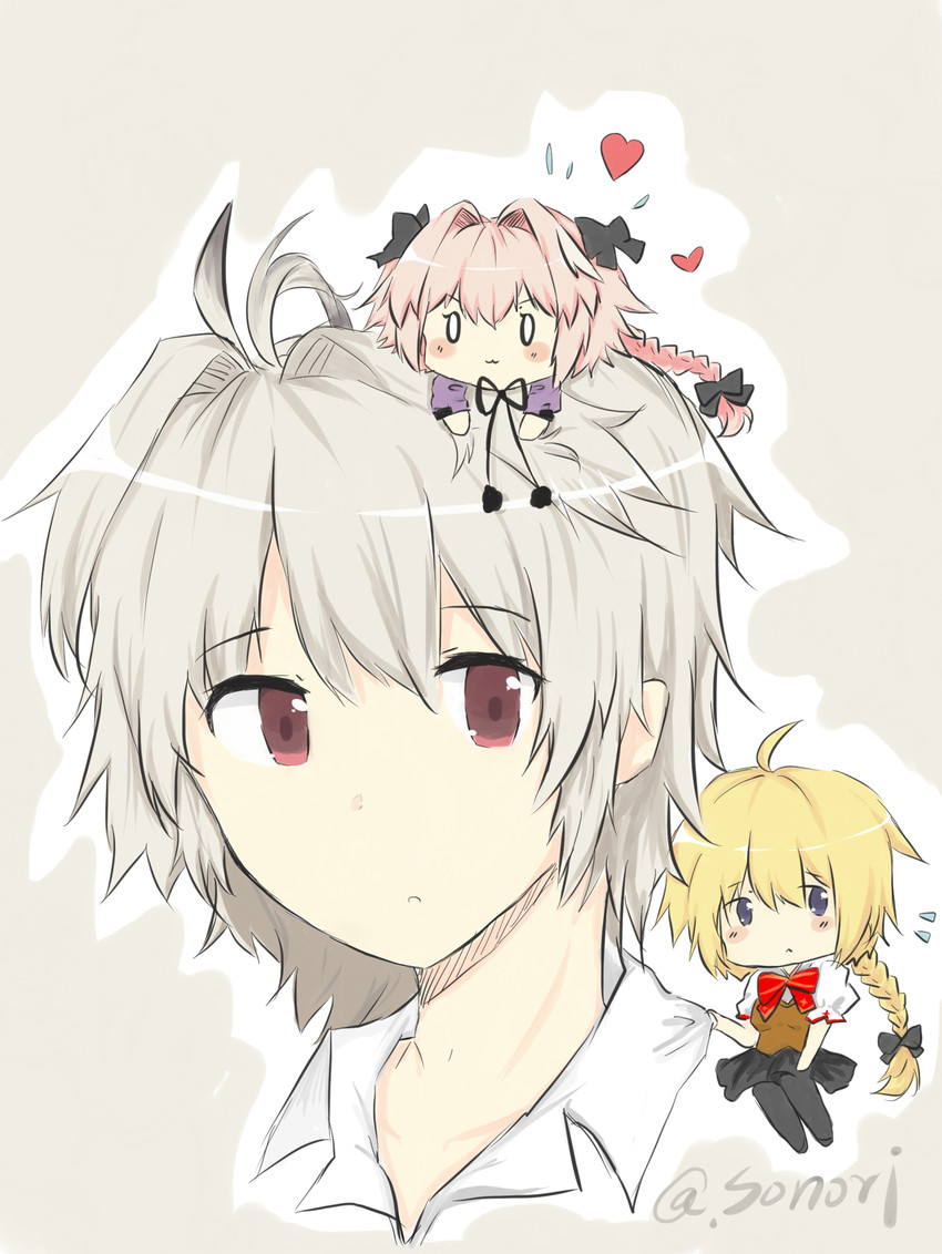 jeanne d'arc, astolfo, and sieg (fate and 1 more) drawn by sonori
