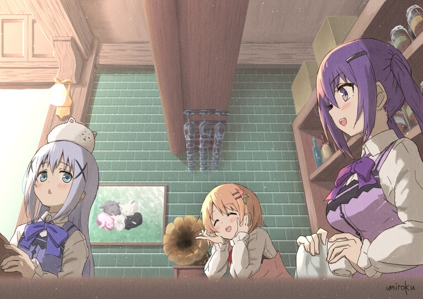 kafuu chino, hoto cocoa, tippy, and tedeza rize (gochuumon wa usagi desu ka?) drawn by umiroku