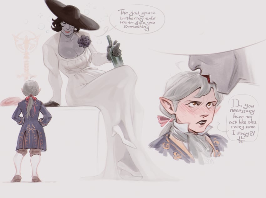alcina dimitrescu and ramon salazar (resident evil and 2 more) drawn by pooziqo-royal