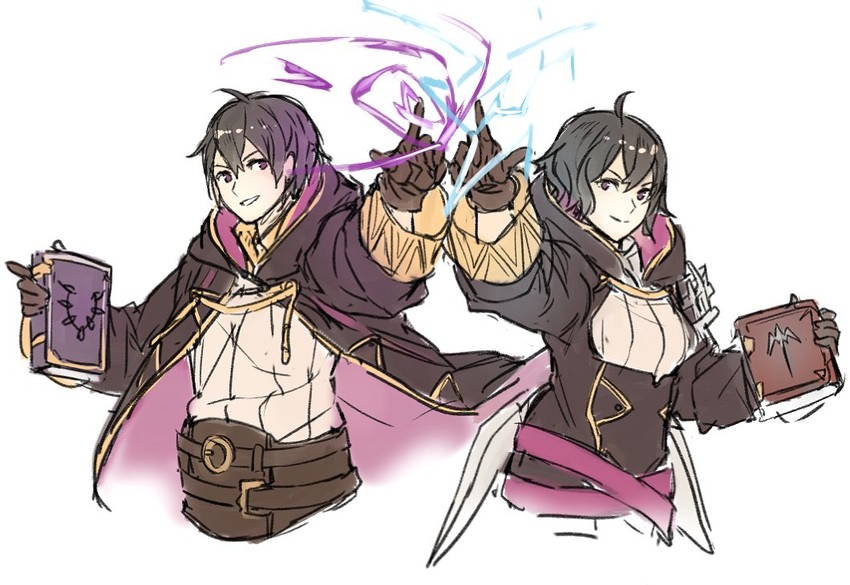 female morgan and male morgan (fire emblem and 2 more) drawn by kamu_(kamuuei)