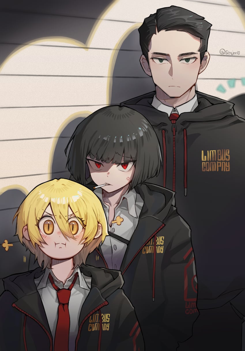 don quixote, hong lu, ryoshu, and meursault (project moon and 1 more) drawn by jeehyung_seo