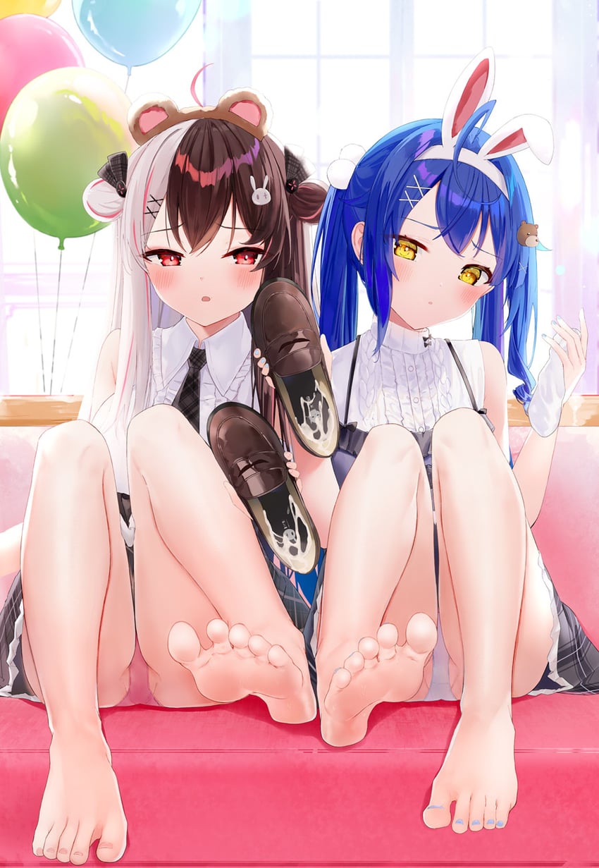 amamiya kokoro and yorumi rena (nijisanji) drawn by kou_futoshi