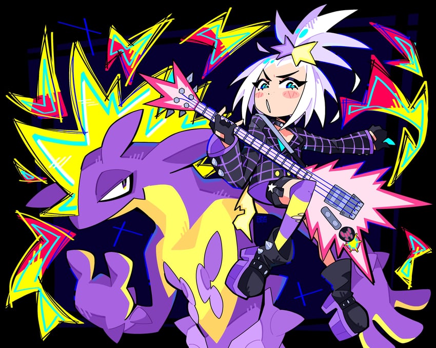 roxie and toxtricity (pokemon and 1 more) drawn by bourbunbun