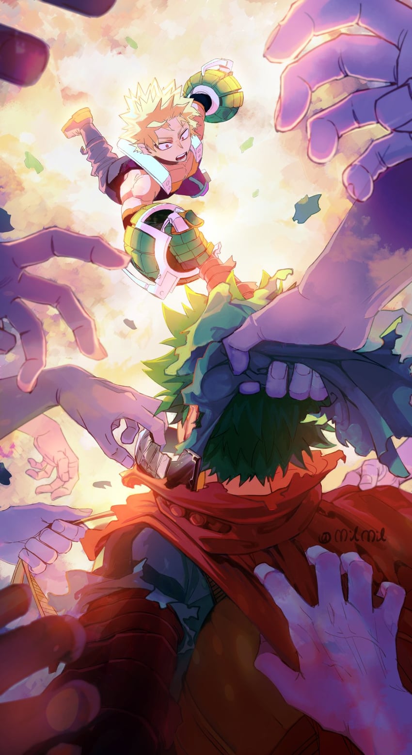 midoriya izuku and bakugou katsuki (boku no hero academia) drawn by milmil_(wa_ten'nendesu)