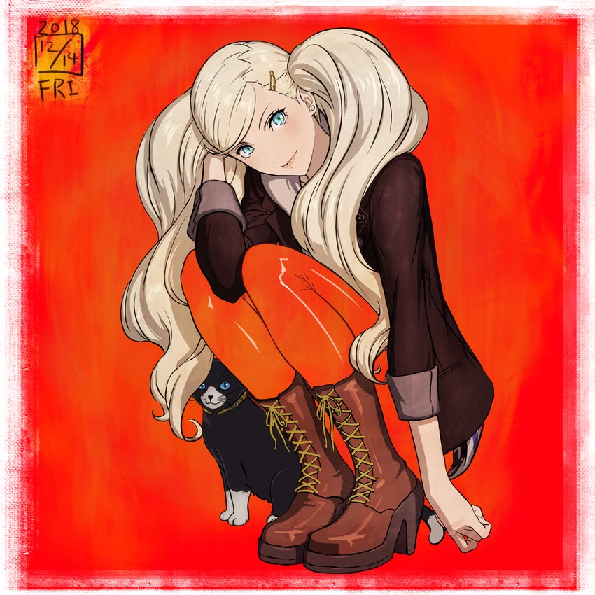 takamaki anne and morgana (persona and 1 more) drawn by ikeda_(cpt)