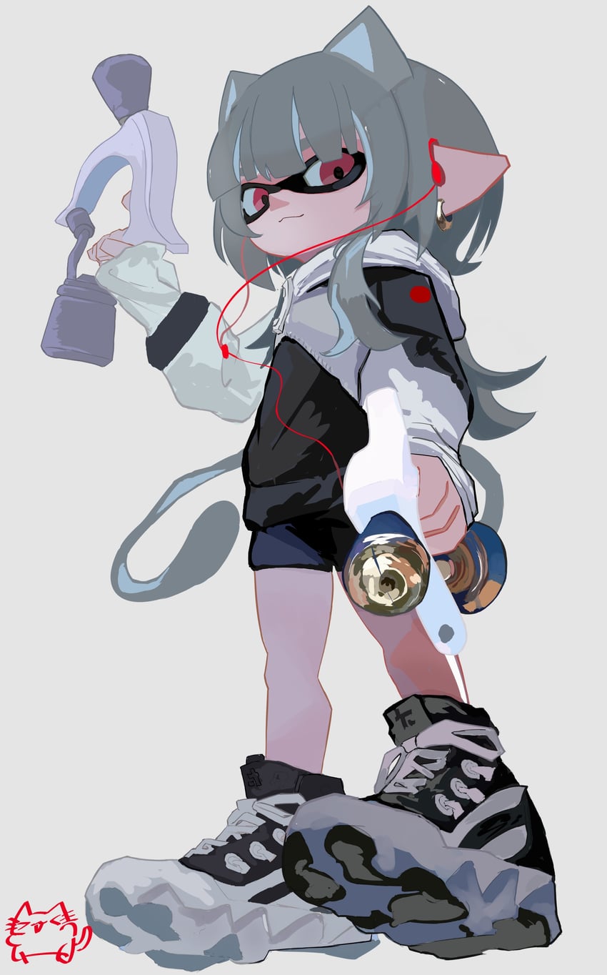inkling player character and inkling girl (splatoon and 1 more) drawn by m46_u