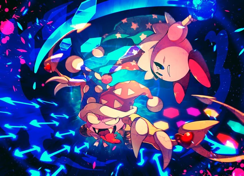kirby, marx, and mirror kirby (kirby) drawn by shirushiki