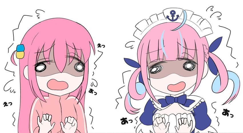 gotoh hitori and minato aqua (hololive and 1 more) drawn by ninono_shido0