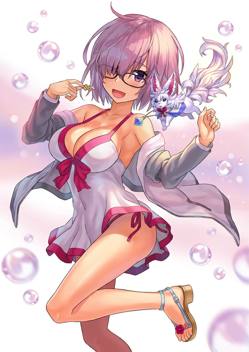 mash kyrielight and fou (fate and 1 more) drawn by npcpepper