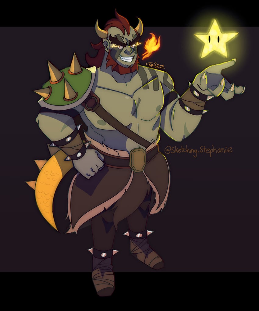 bowser and grog strongjaw (mario and 3 more) drawn by sketching-stephanie