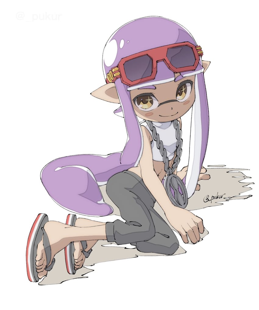 inkling player character and inkling girl (splatoon) drawn by pukur