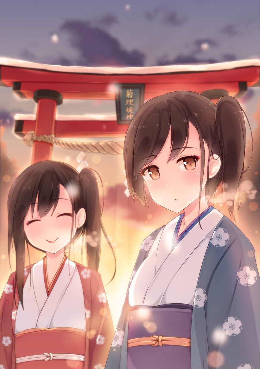 kaga and akagi (kantai collection) drawn by hiiragi_hazime