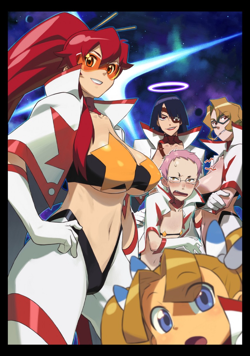 yoko littner, adiane, space yoko, leite jokin, cybela kuto, and 1 more (tengen toppa gurren lagann) drawn by ishikawa_hideki