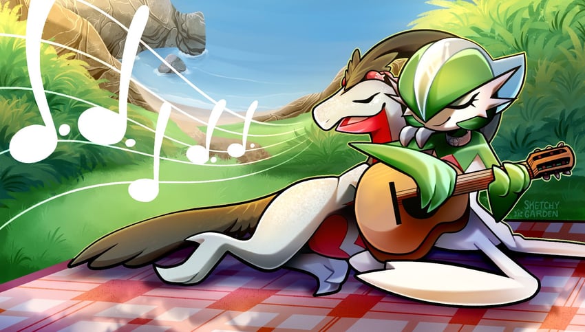 gallade and grovyle (original and 1 more) drawn by sketchygarden