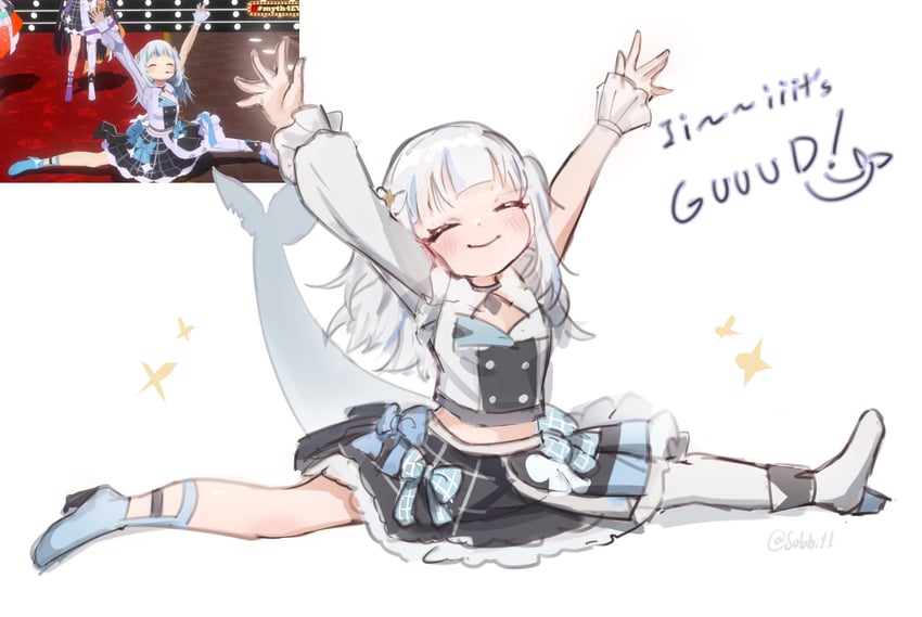 gawr gura (hololive and 1 more) drawn by sobbi11