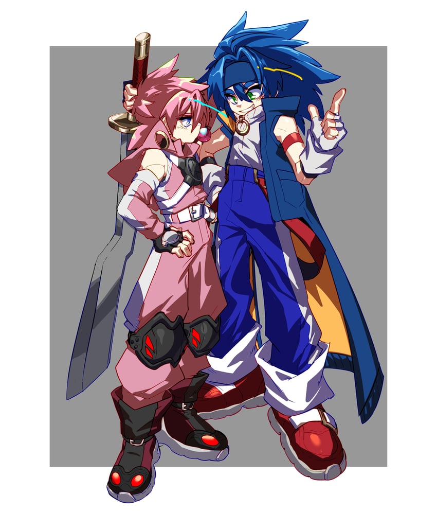 kirby and sonic the hedgehog (sonic and 2 more) drawn by kamota_(momokomati)