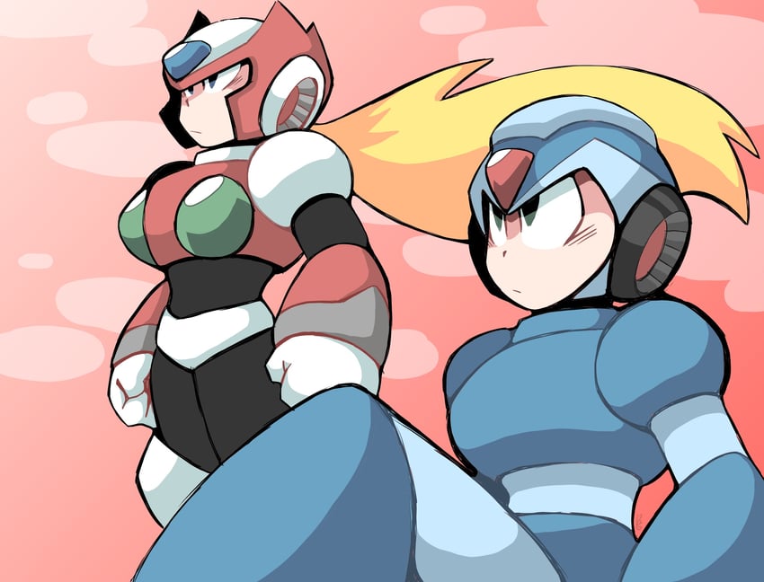 zero and x (mega man and 2 more) drawn by pikaeevee13
