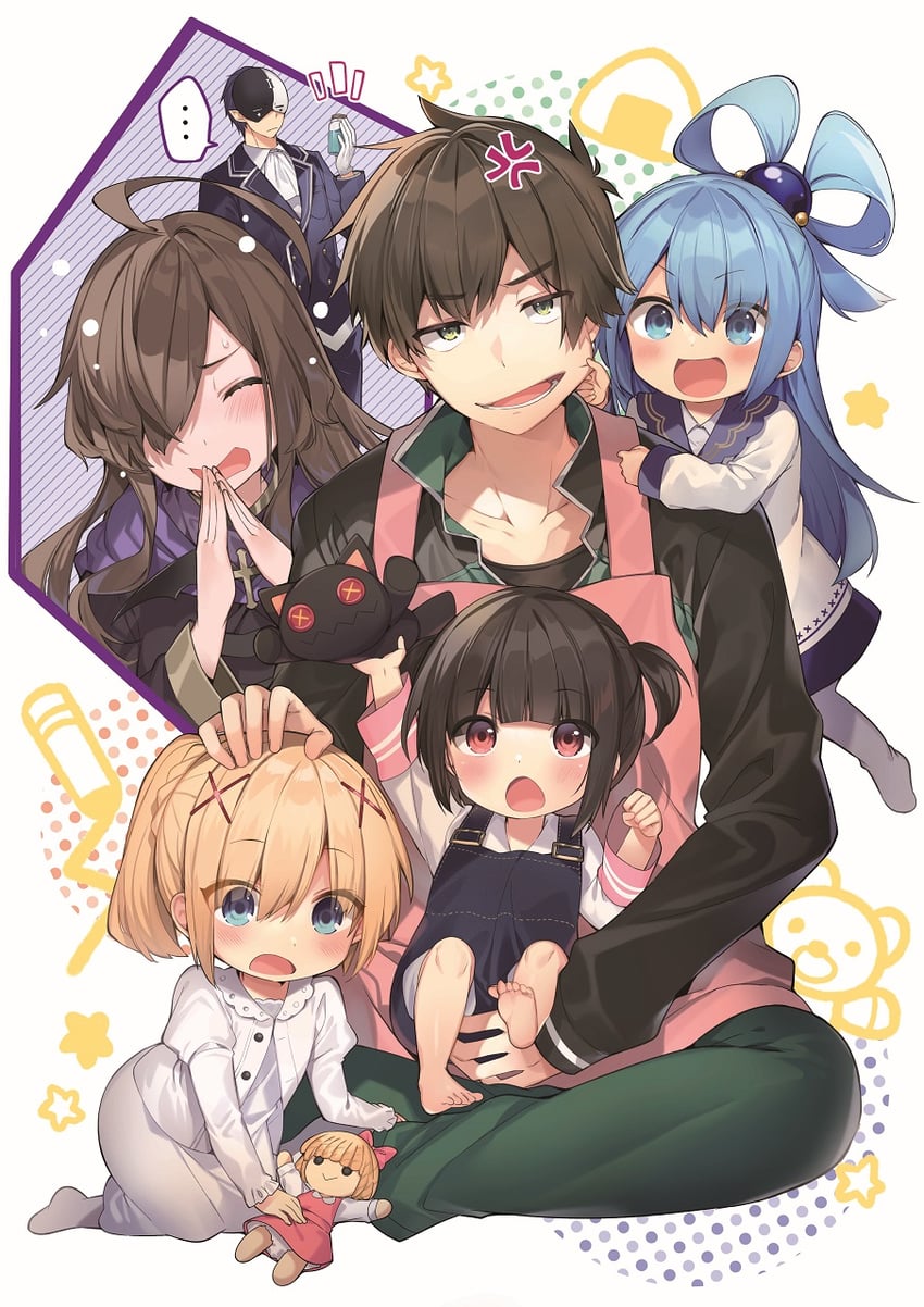 megumin, aqua, darkness, satou kazuma, wiz, and 2 more (kono subarashii sekai ni shukufuku wo!) drawn by mishima_kurone